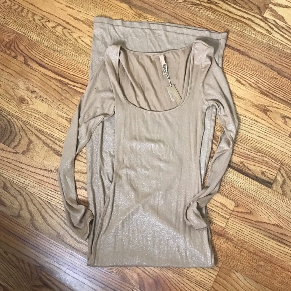 Skims Metallic Gold Scoop-neck Dress NWT - Picture 2 of 3